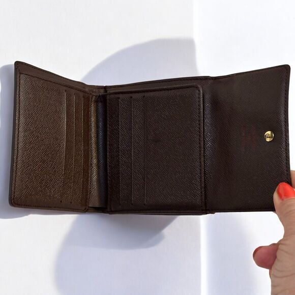 Authentic LOUIS VUITTON Elise Wallet Trifold Portefeuille Damier Ebene Canvas - Picture 9 of 15